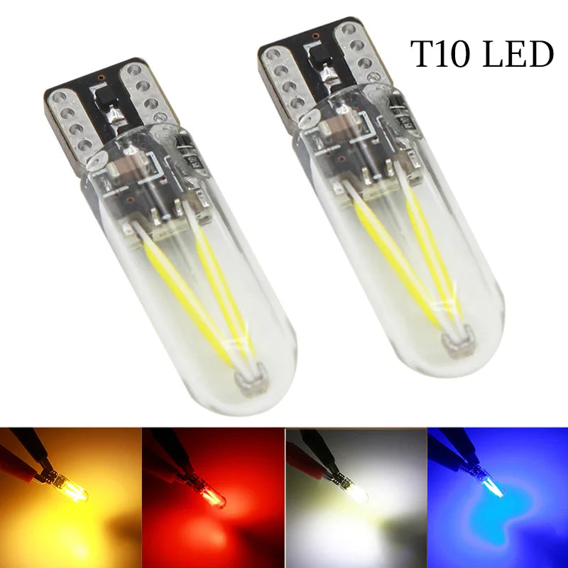 2pcs T10 LED W5W Cob Glass Car Light Bulb 194 168 LED Automobiles Interior Light Dome Reading Lamp License Plate Clearance Light sayaragear