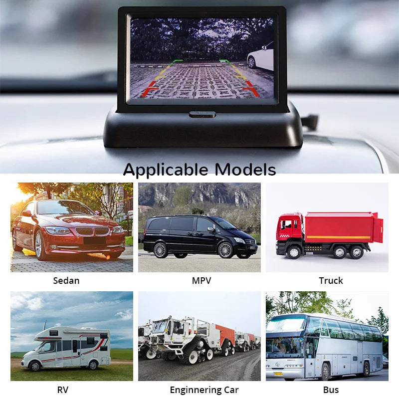 E-ACE 4.3" Car Rear View Camera Monitor Folding Easy Installation Car Parking System Camera Automotive Electronic Accessories sayaragear