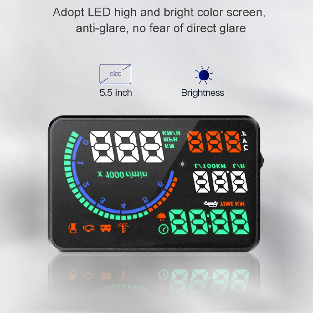 KWHUD HUD Head Up Display Car OBD2 Digital Speedometer RPM Tacho Volt Water Temp Meter Windshield Speed Projector Car Electronic sayaragear