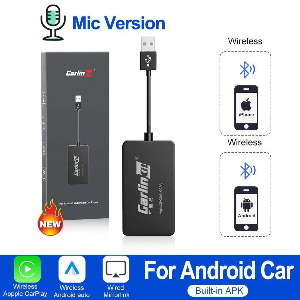 CarlinKit Wired or Wireless CarPlay Adapter USB Android Auto Dongle for Android Car Multimedia Mirrorlink Waze Spotify Autokit sayaragear