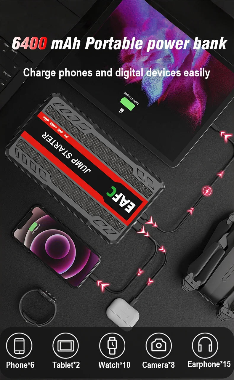4000A/2000A/600A Portable Car Jump Starter PowerBank Booster Charger 12V Starting Device Petrol Diesel Car Booster JumpStarter sayaragear