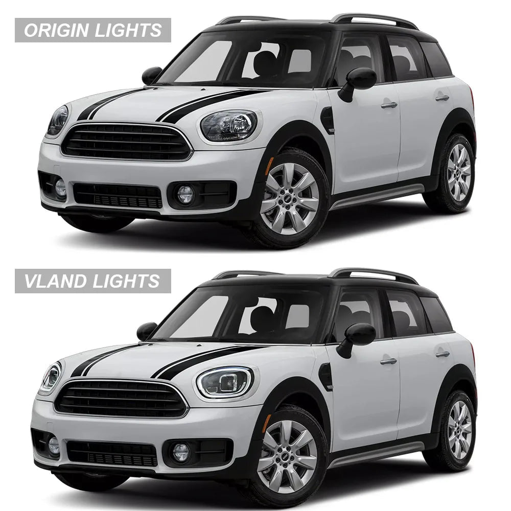 Vland 17-20 Countryman F60 Full LED Dual Beam Projector Headlights with DRL High Low Beam Front Headlamp Assembly sayaragear