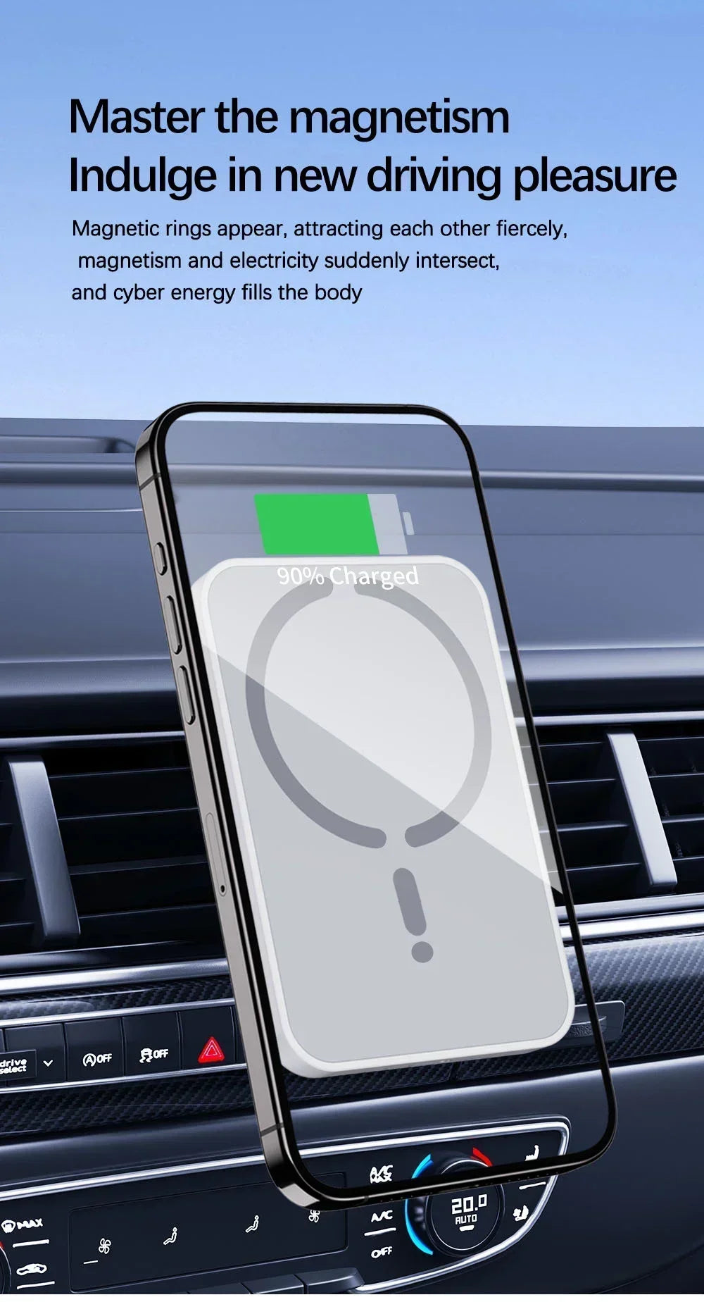 Magnetic Car Wireless Charger Air Vent GPS Phone Holder Stand For Magsafe iPhone 17 16 15 14 13 12 Pro Max Cell Fast Charging sayaragear