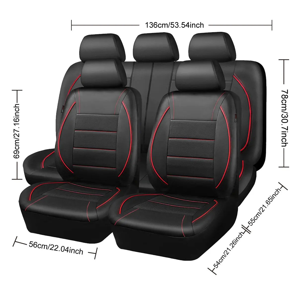 Universal Leather Car Seat Covers Red Simple Waterproof 5 Seat Car Seat Cover sayaragear
