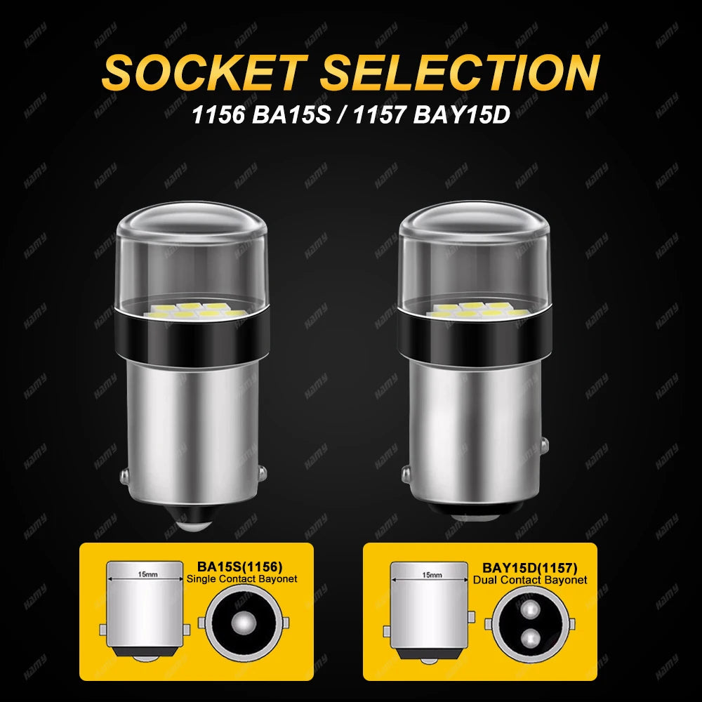 2-10 PCS 1156 BA15S 1157 BAY15D LED Bulbs 12V 3030 Chips 6500K White Super Bright Car Tail Turn Signal Parking Reverse Lights sayaragear