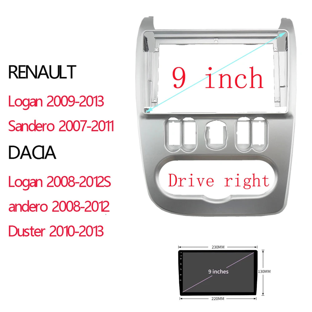 9 Inch Car Frame Fascia Panel Adapter Canbus Box Decoder For Renault Logan 1 Sandero Dacia Duster 2007-2013 sayaragear