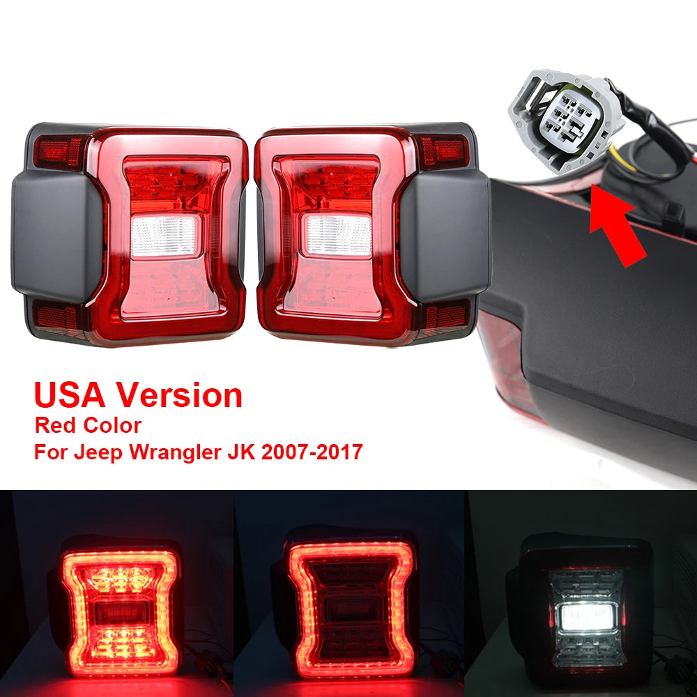 for Jeep Wrangler JK 2007-2018 LED Tail Light Taillight Assembly Rear Lamps Brake Reverse Light Daytime Running Lights sayaragear