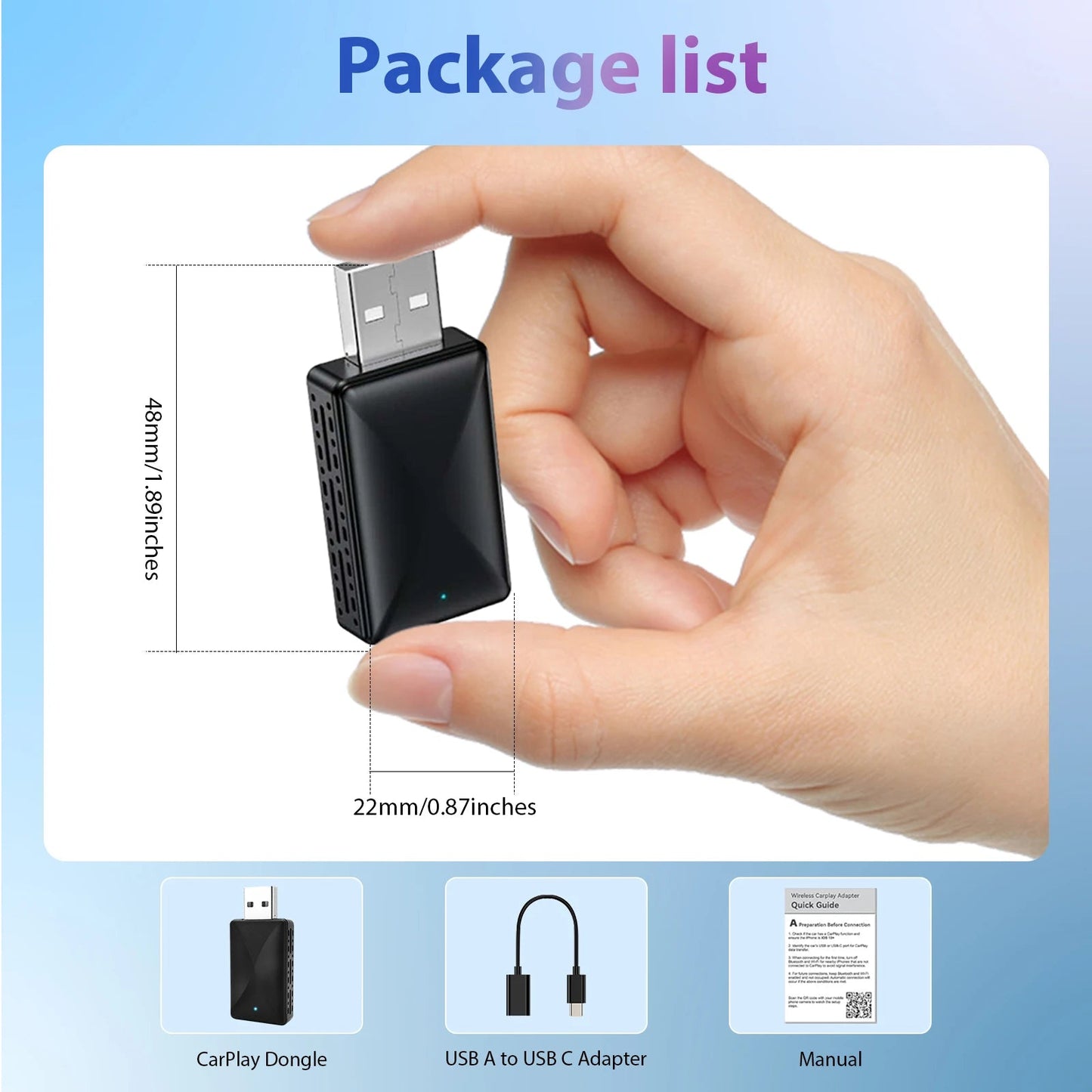 Mini Wireless Carplay Adapter for iPhone, 2025 2 in 1 Stable Universal Wireless carplay Adapter, Convert Wired to Wireless sayaragear