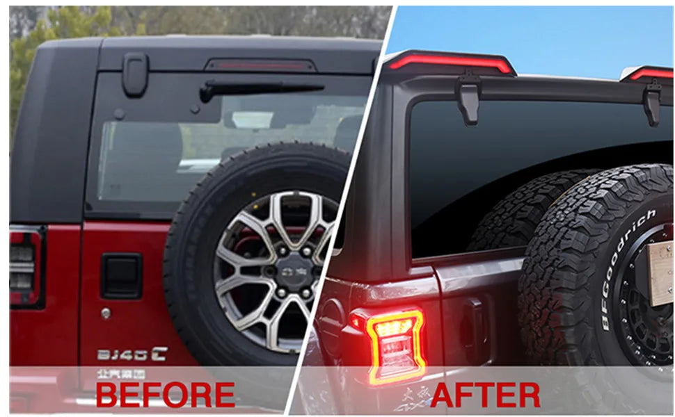 Fit for Jeep Wrangler JL JK 2007-2023 LED Tail Wing Roof Light LED Brake Light/Driving light/Turn Signal Light/Reversing Light sayaragear
