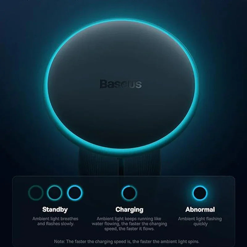 Baseus Magnetic Wireless Charger Car Phone Holder 15W Fast Charging Wireless Car Charger Holder For iPhone 16 15 14 13 Car Mount sayaragear