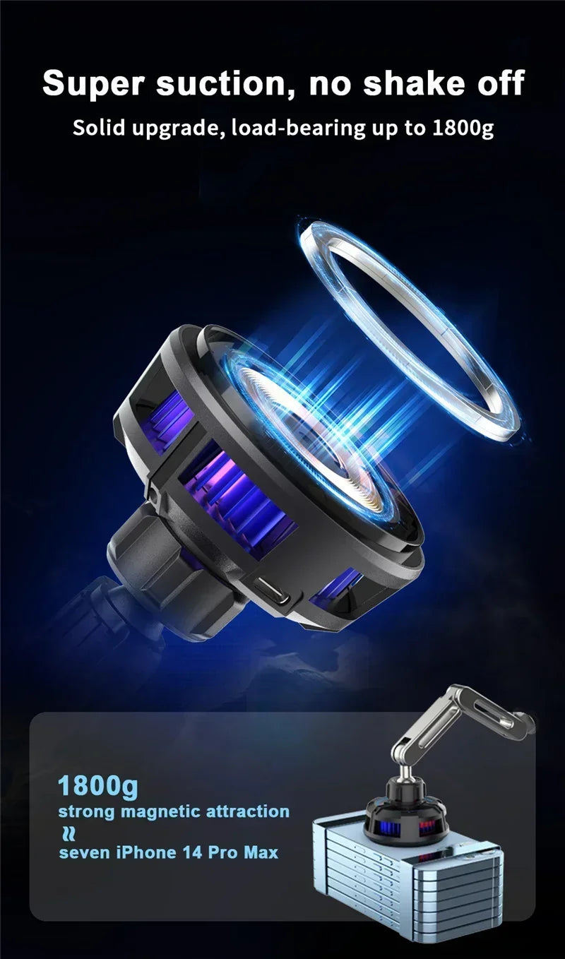 ice Cooling Magnetic Wireless Car Charger Stand for iPhone 16 15 14 13 12 Pro Max MacSafe Car Phone Holder Fast Charging Station sayaragear