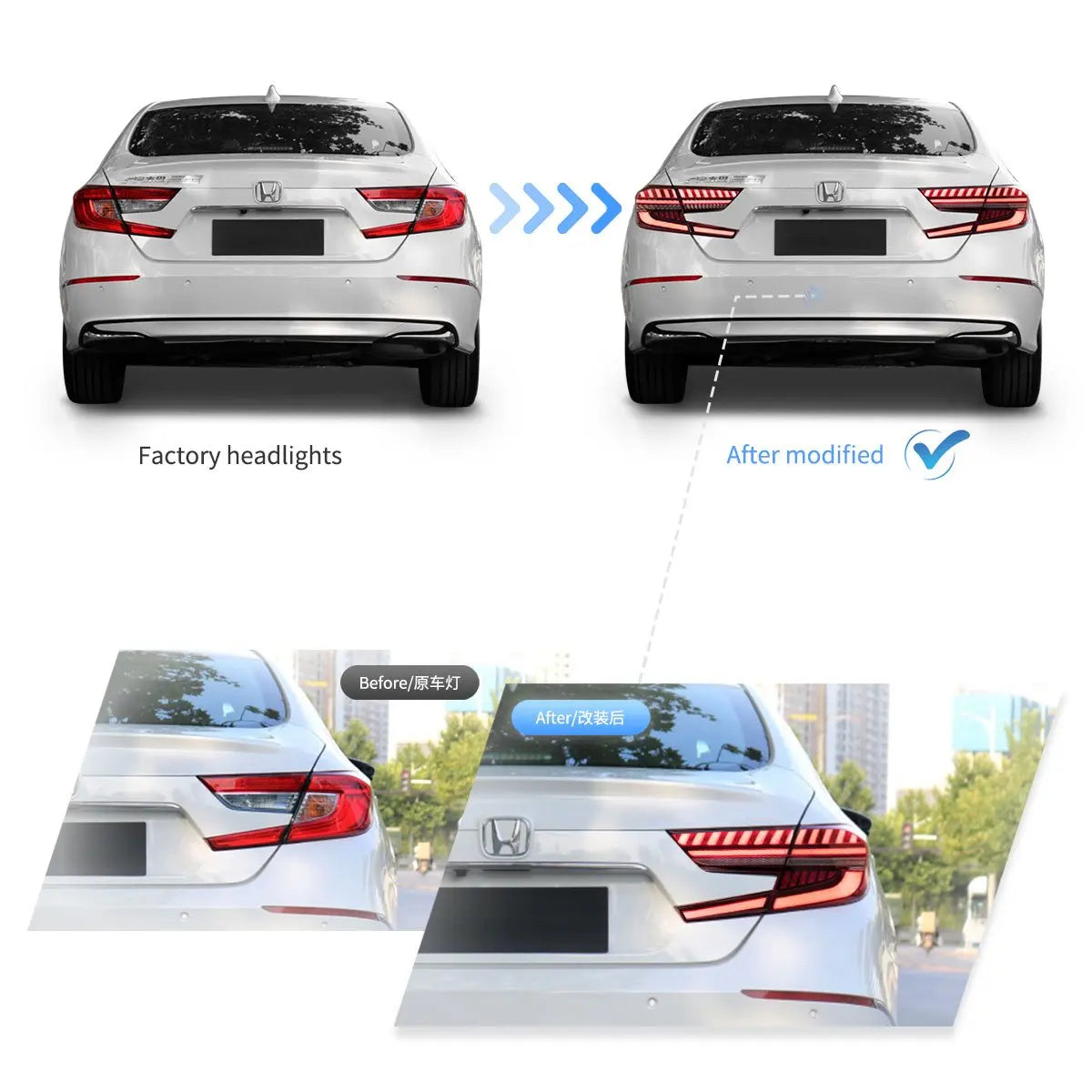 Vland 2018-2022 Accord 10th Gen Full LED Tail Lights With Dynamic Welcome Lighting sayaragear