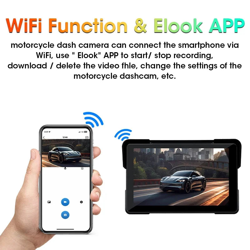 Jansite 5/7 inch Carplay Motorcycle DVR Navigation GPS Wireless CarPlay Android Auto IPX7 Display Screen Portable Moto Monitor sayaragear
