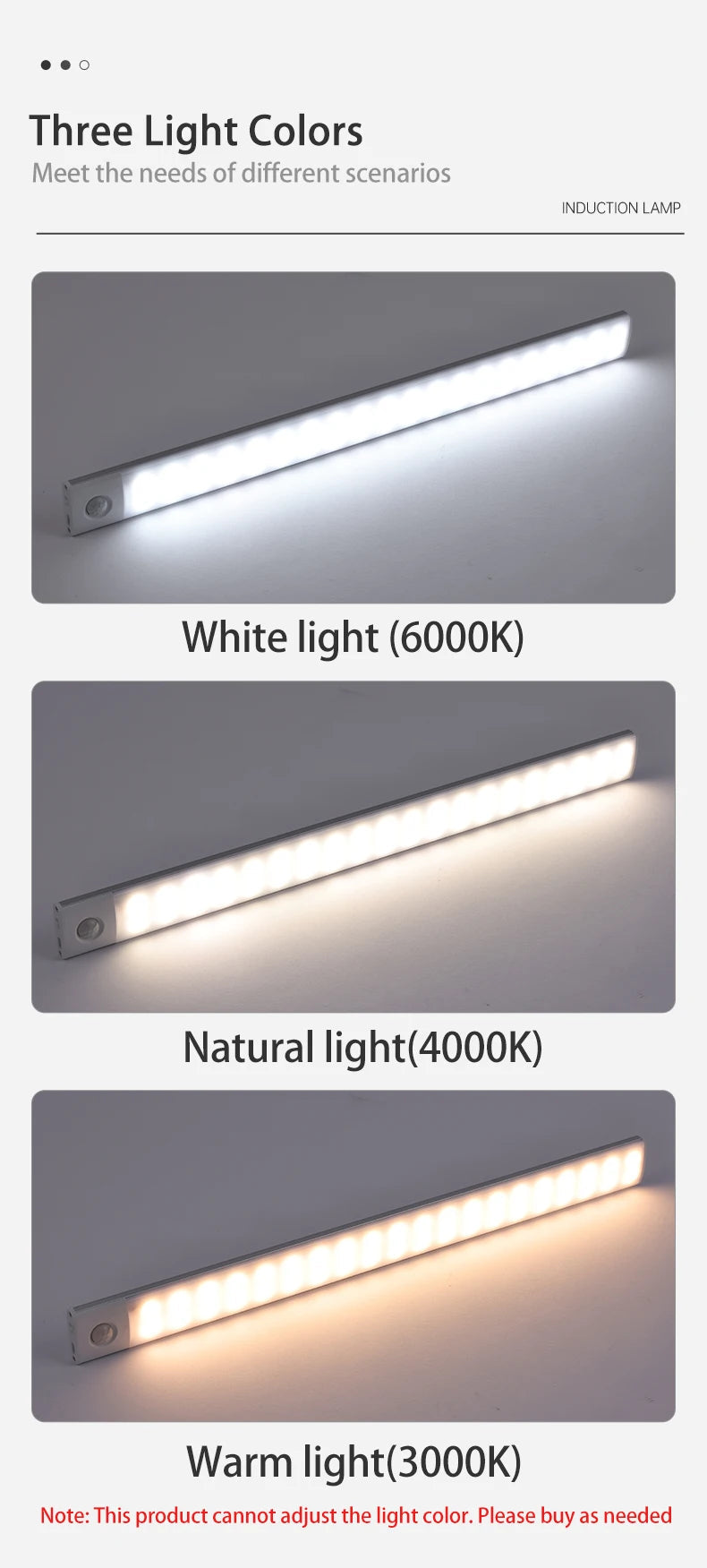 LED Cabinet Light Type C Rechargeable Motion Sensor Night Lights for Kitchen Wardrobe Cabinet Lighting 10cm/20cm/30cm/40cm/50cm sayaragear