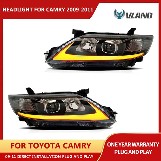 VLANDFOR TOYOTA CAMRY 2009-2011 HEAD LAMP(USA TYPE) Headlights DRL Day Running Light LED Fog Lights Car Accessory Head Lamp sayaragear