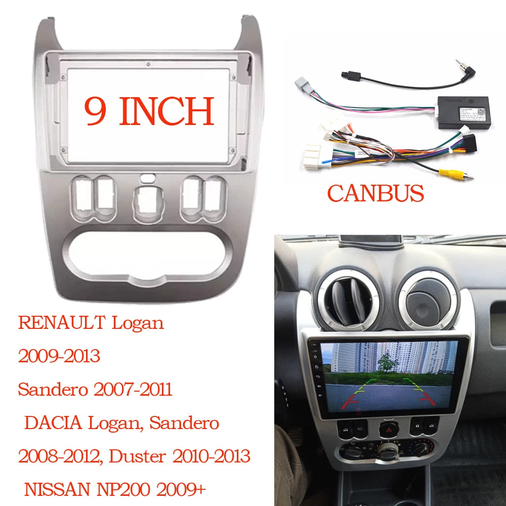 9 Inch For RENAULT Logan Sandero DACIA Duster Double din Seat Leon 2007-2013 Radio Frame Panel Fascias sayaragear