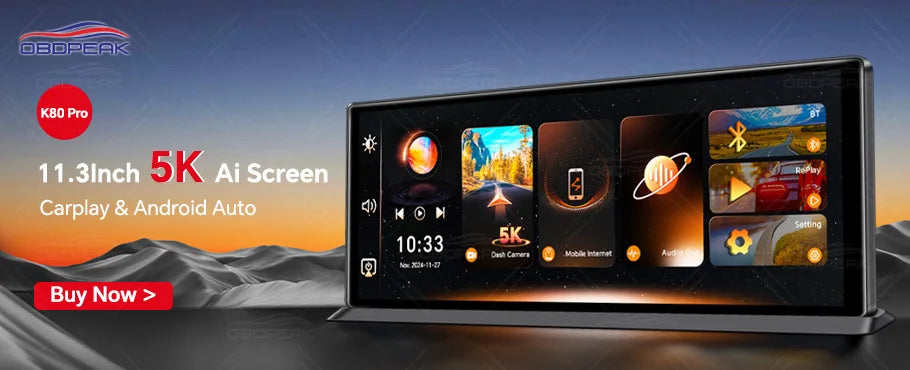 K2 Pro 11.3" Car DVR 4K Camera Wireless Carplay Android auto Ai Screen Dash Cam Dual Len Video Recorder GPS Navigation Dashboard sayaragear