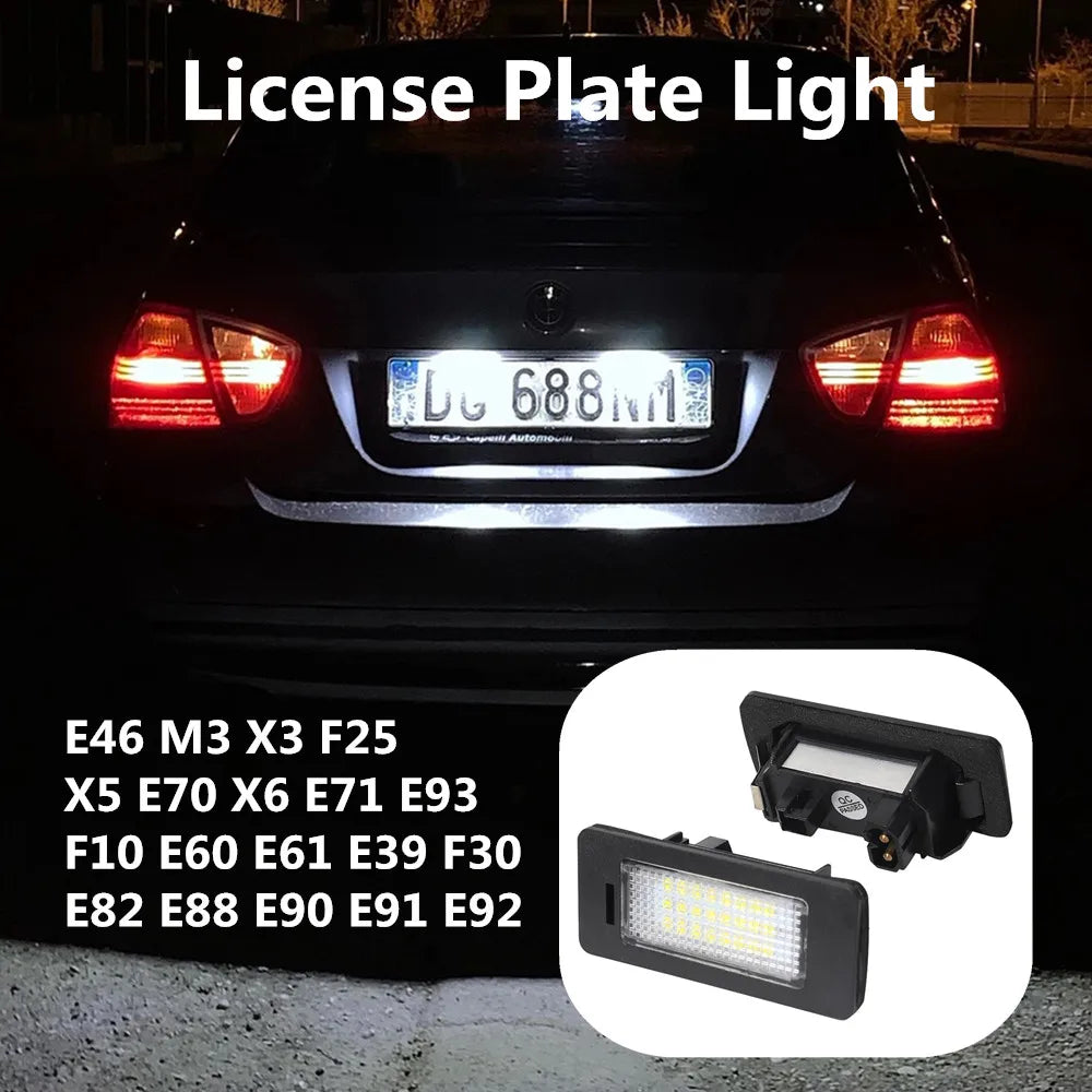 White Error Free LED Car License Plate Light Bulbs Accessories For BMW X3 F25 F30 E92 E93 E46 M3 E39 F10 E60 E61 E82 E88 E90 E91 sayaragear
