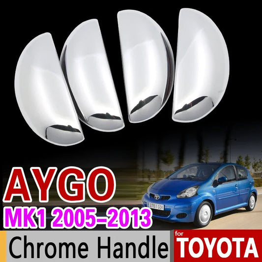 for Toyota Aygo MK1 2005-2013 Luxurious Chrome Handle Cover Trim Set 2007 2008 2009 2012 Car Accessories Stickers Car Styling sayaragear