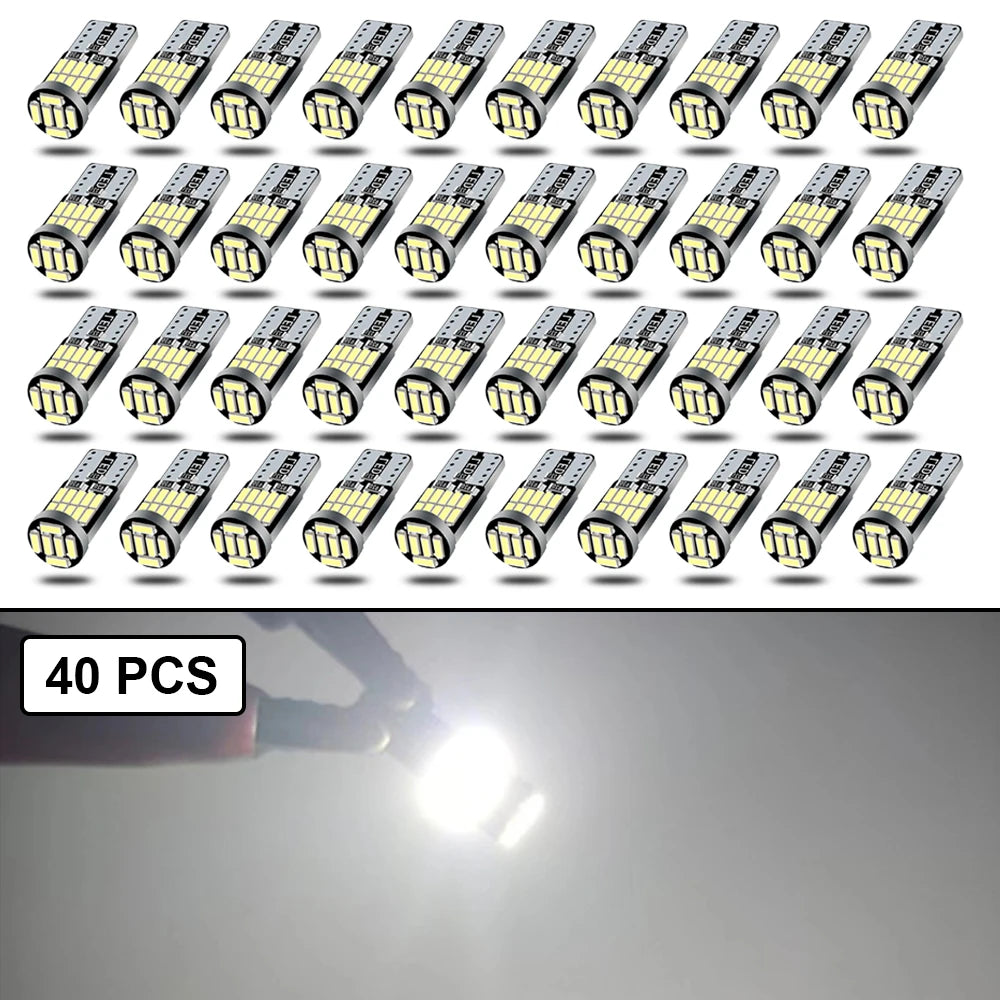 10-40 PCS CANBUS No Error T10 W5W LED Bulb For Car Interior Dome Door Map Trunk License Plate Lights 12V 26SMD 400LM 6500k White sayaragear