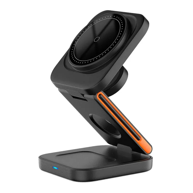 3 in 1 Foldable Charging Station Fast Magnetic Wireless Charger Stand for iPhone 17 16 15 14 13 12 Apple Watch 8 7 6 Airpods Pro sayaragear