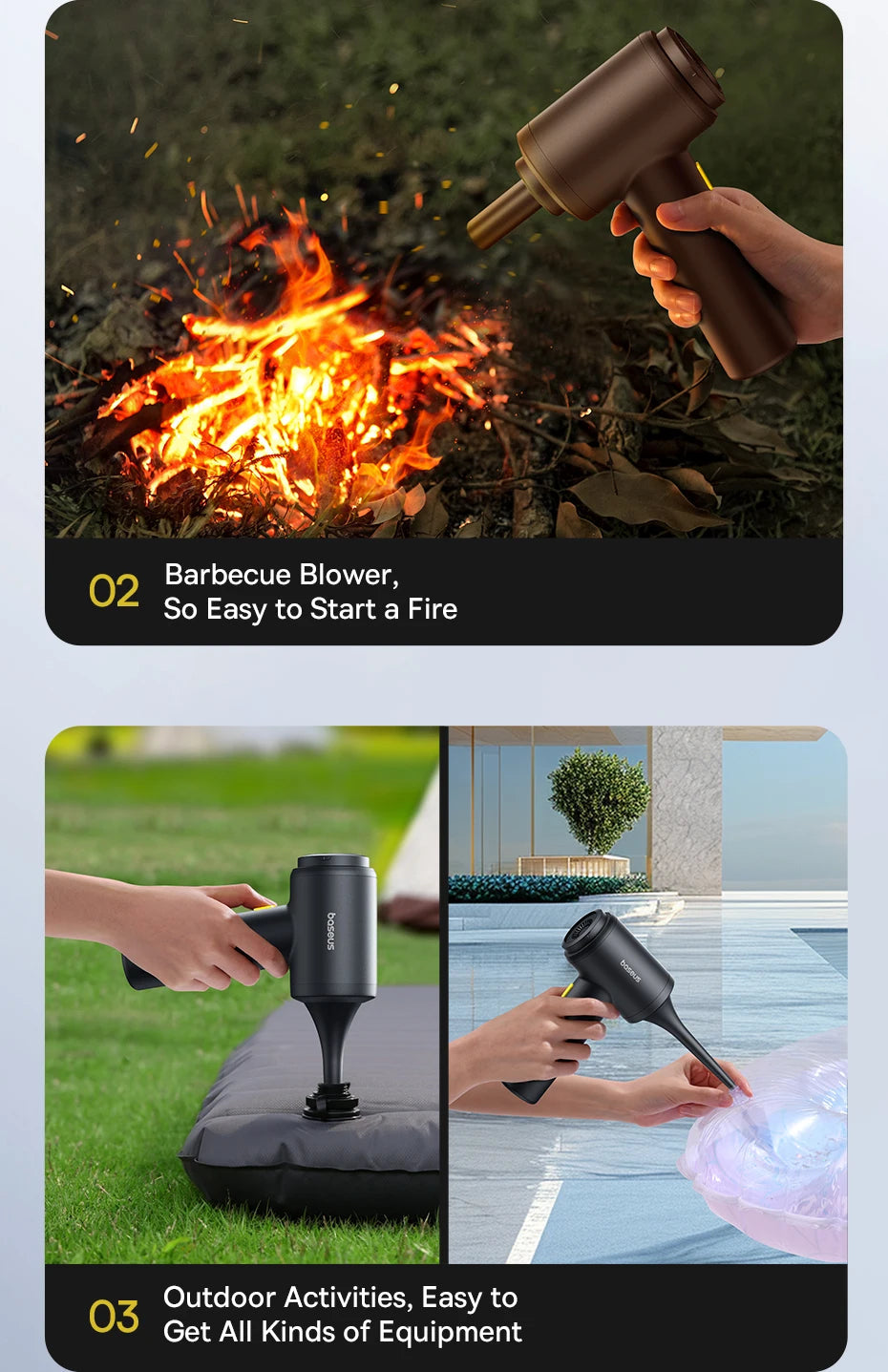 Baseus Car Vacuum Cleaner Wireless Air Dust Blower Gun for Car Powerful Portable Car Cleaning Appliance Cordless Vehicle Cleaner sayaragear