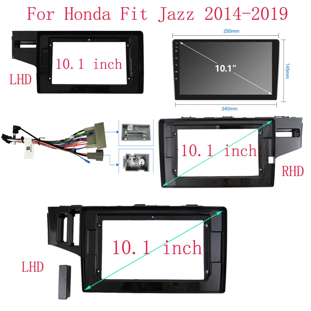 HAOCHEN 2DIN 10.1 Inch Car Frame Fascia Adapter For Honda Fit Jazz 2014-2019 Android Radio Dash Fitting Panel Kit sayaragear