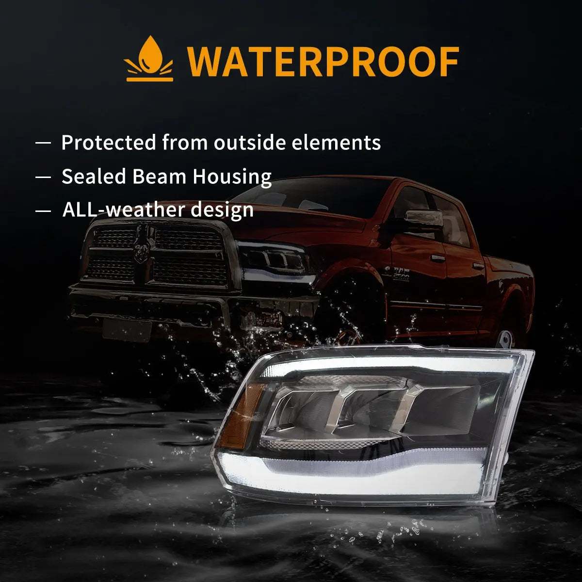 Vland 09-18 Ram 4th Gen 1500 2500 3500 LED Reflection Bowl HeadLights Premium Quality Complete Assembly sayaragear