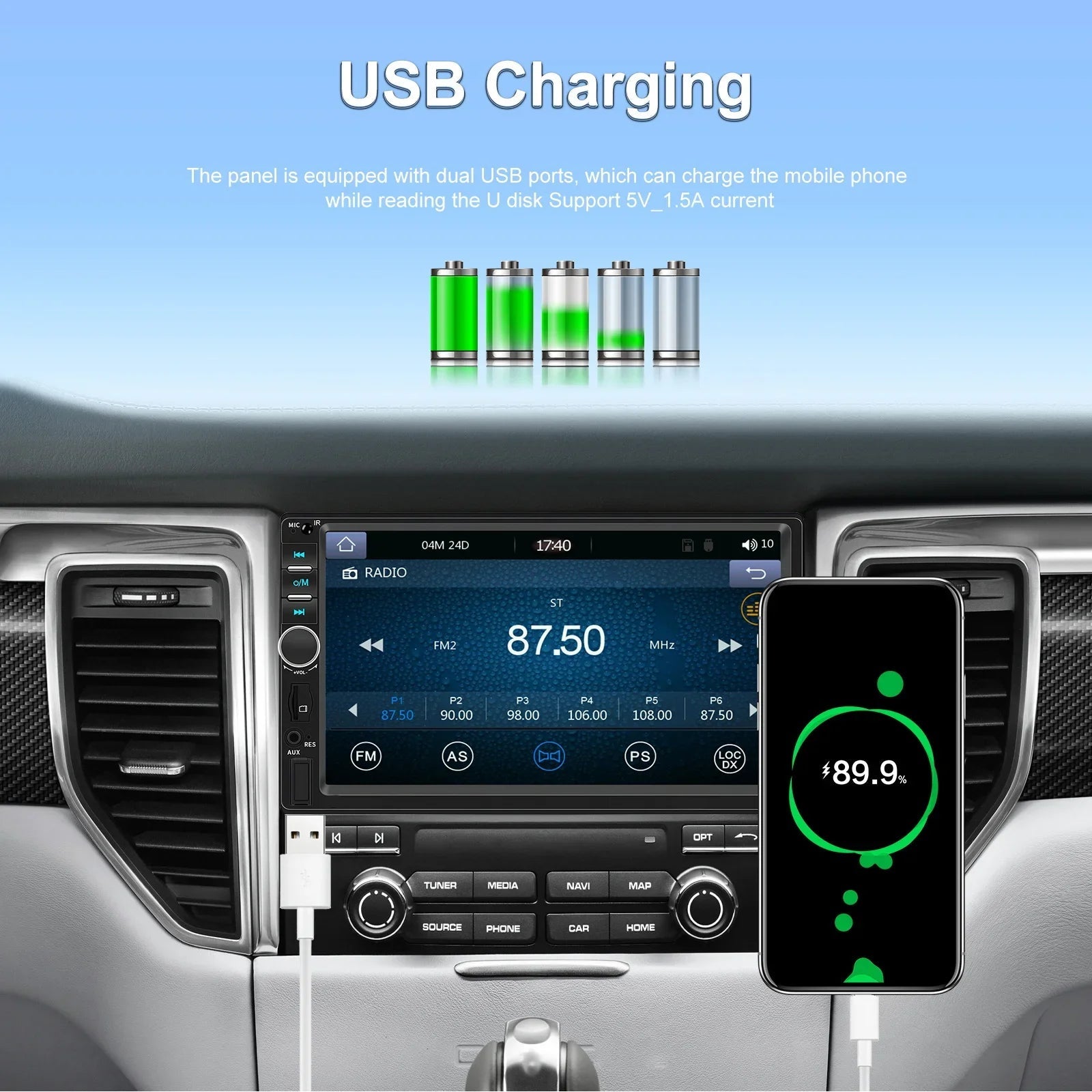 7" HD Car Stereo Radio 2Din MP5 Multimedia Player for Android Auto Mirror Link Rear 12LED Backup Camera USB AUX TF EQ FM Radio sayaragear