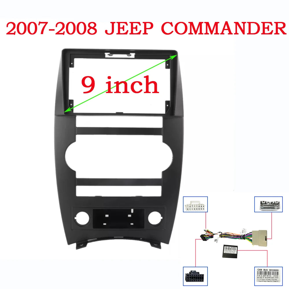 9 Inch Car Frame Fascia Adapter Android Radio Audio Dash Fitting Panel Kit For Jeep Commander 2007-2008 sayaragear