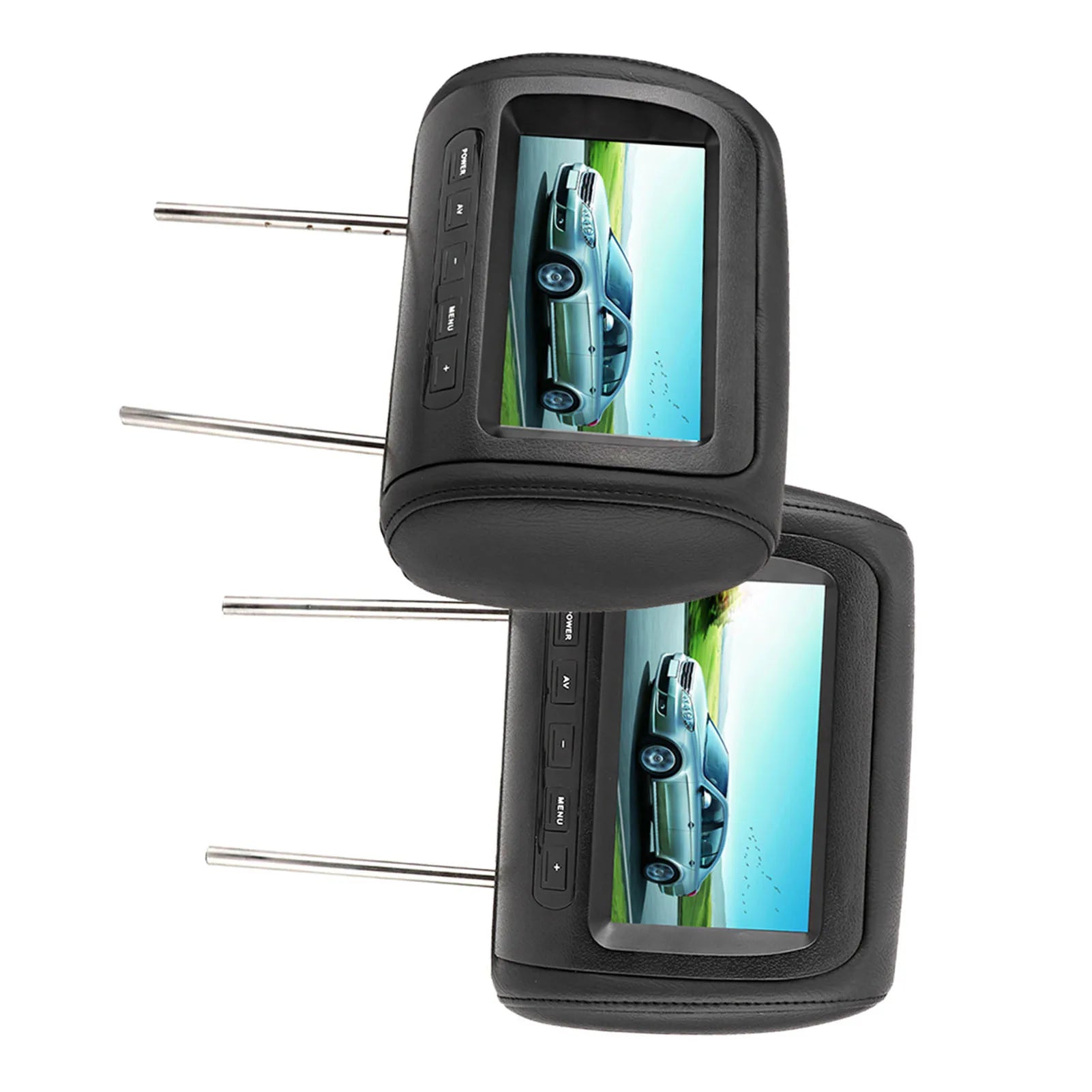 2pcs 7 in Wireless Control Adjustable Headrest LCD Video Monitor MP5 Display Black sayaragear