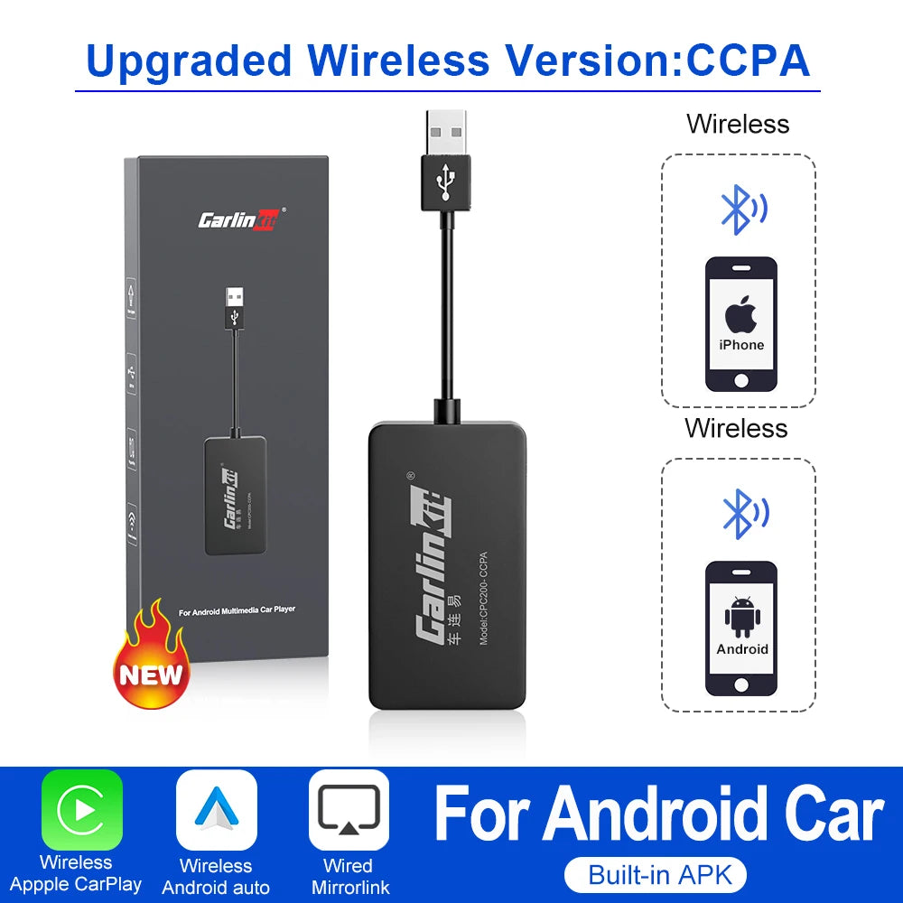 CarlinKit Wired or Wireless CarPlay Adapter USB Android Auto Dongle for Android Car Multimedia Mirrorlink Waze Spotify Autokit sayaragear