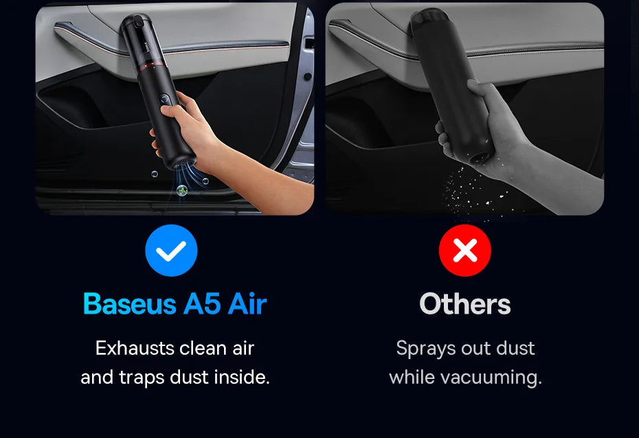 Baseus A5 Air Car Vacuum Cleaner 2-in-1 Powerful Wireless Cleaner Strong Suction Handheld Car Cleaning Portable Home Appliance sayaragear