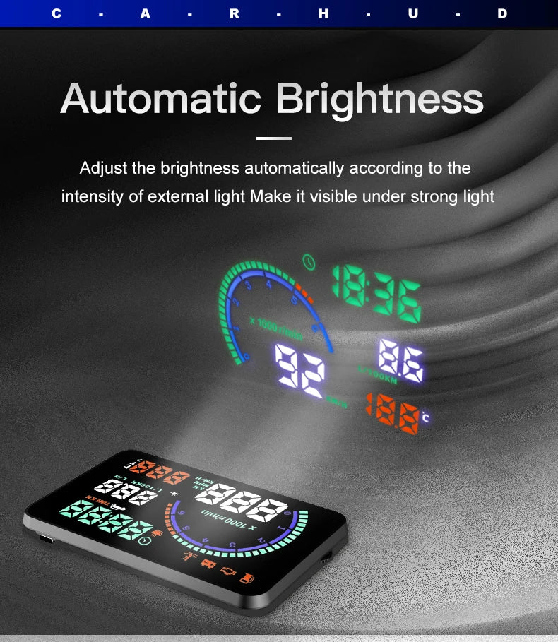 KWHUD HUD Head Up Display Car OBD2 Digital Speedometer RPM Tacho Volt Water Temp Meter Windshield Speed Projector Car Electronic sayaragear