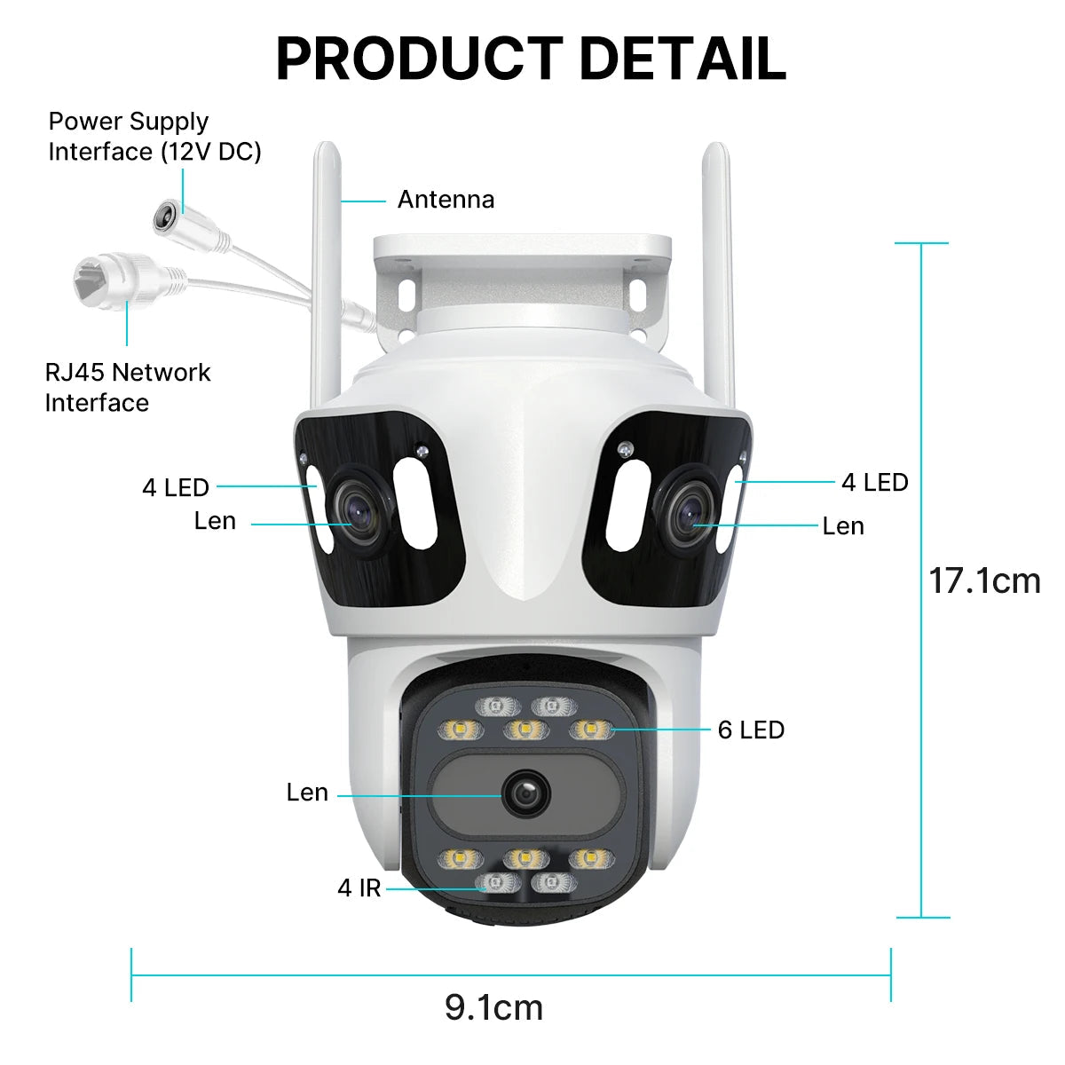 Three Lens PTZ IP Camera Outdoor HD Three Screen WiFi Security Camera Auto Tracking Dual Len Wirelss CCTV Camera iCsee sayaragear