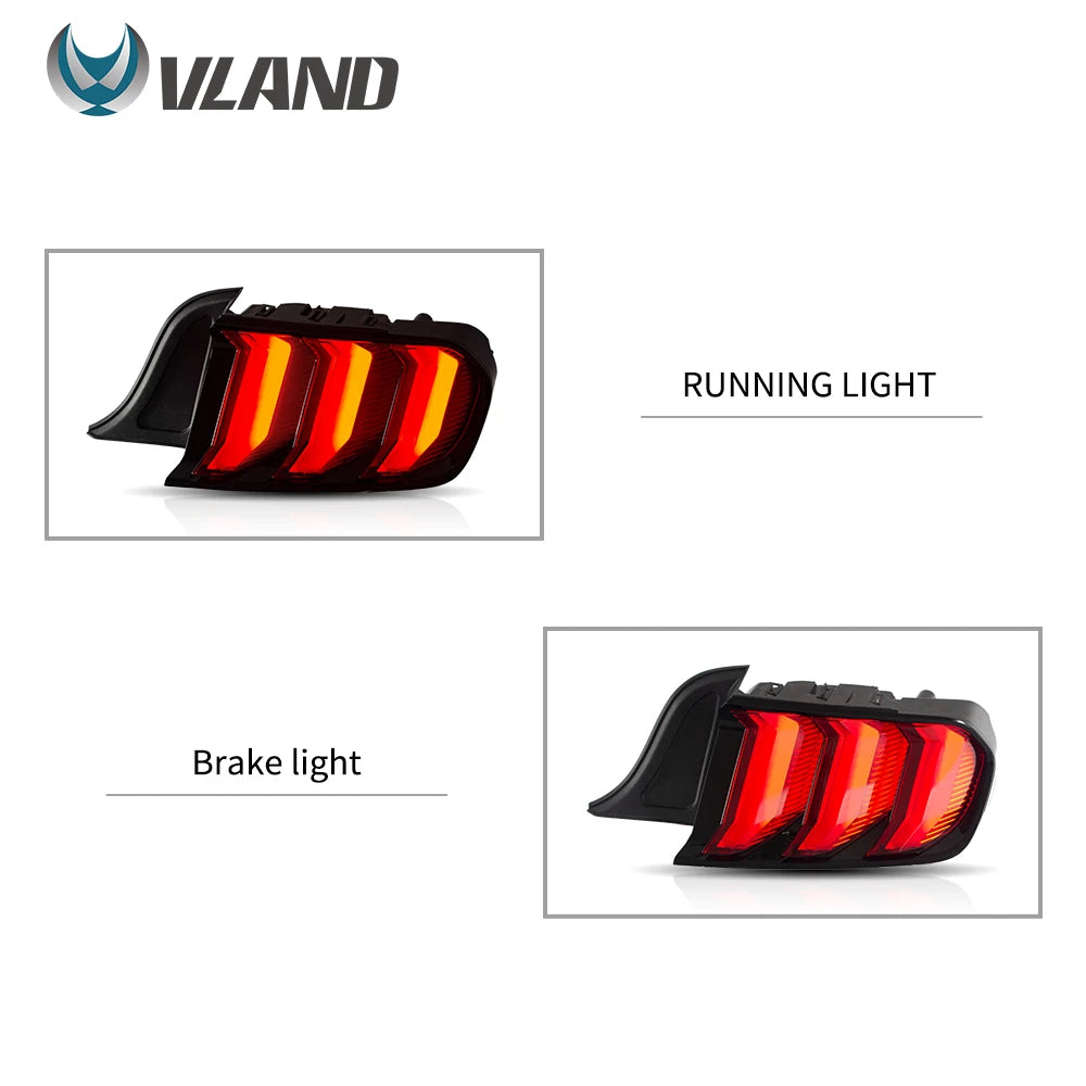 VLAND Tail lamp assembly for Ford Mustang 2015-2020 Tail light with Sequential Turn Signal Reverse Lights Plug and Play sayaragear