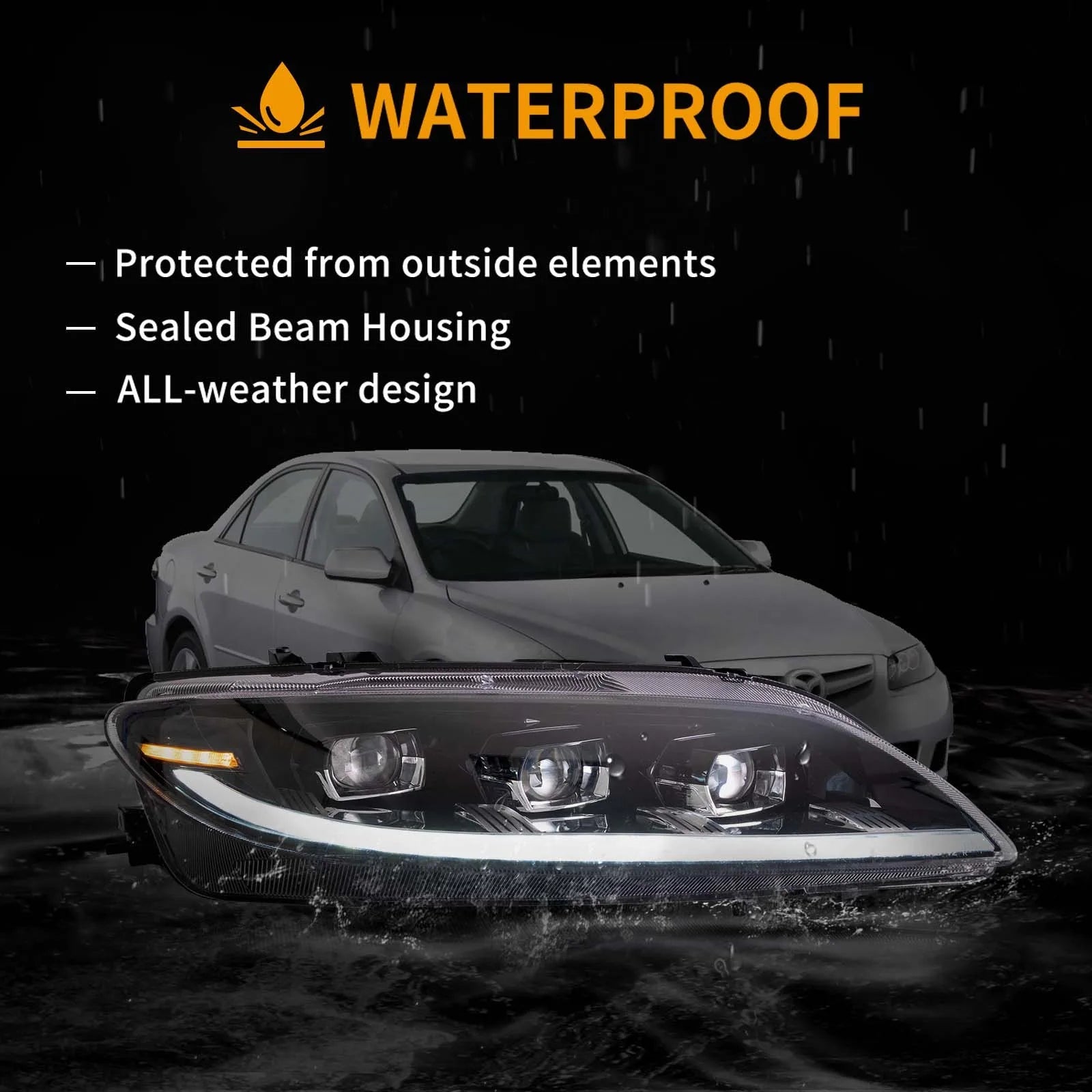 Vland 2002-2008 6 1th Gen (GG1) Pre-Facelift Sedan LED Matrix Projector Headlights Black sayaragear