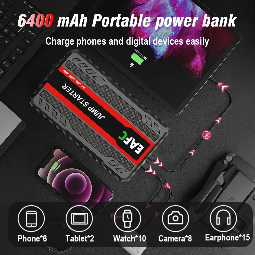 4000A/2000A/600A Portable Car Jump Starter PowerBank Booster Charger 12V Starting Device Petrol Diesel Car Booster JumpStarter sayaragear