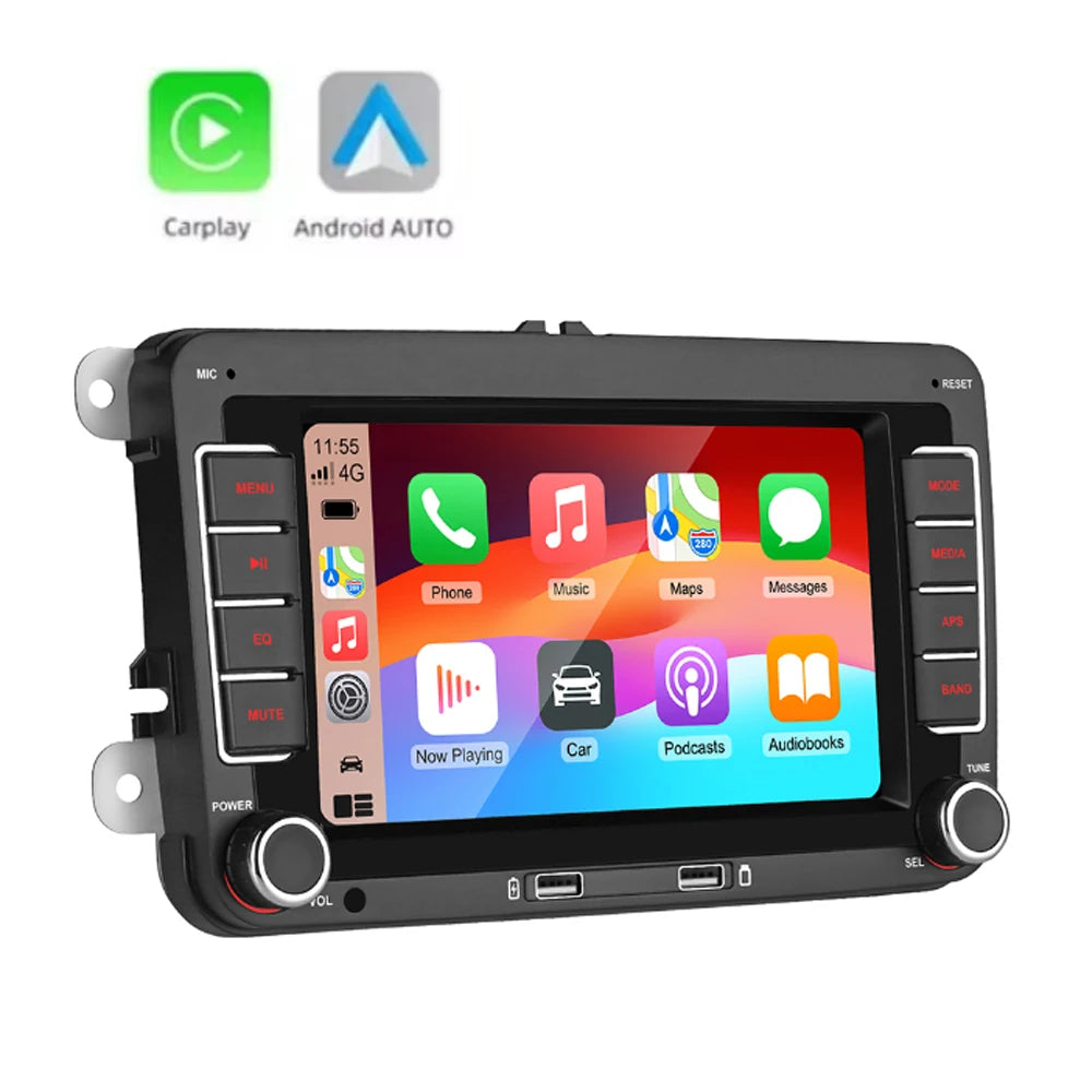 7 Inch Car Stereo For VW Touchcreen BT AM/FM Radio Receiver with Android Auto Carplay USB Charge Support Hands-Free Calling sayaragear