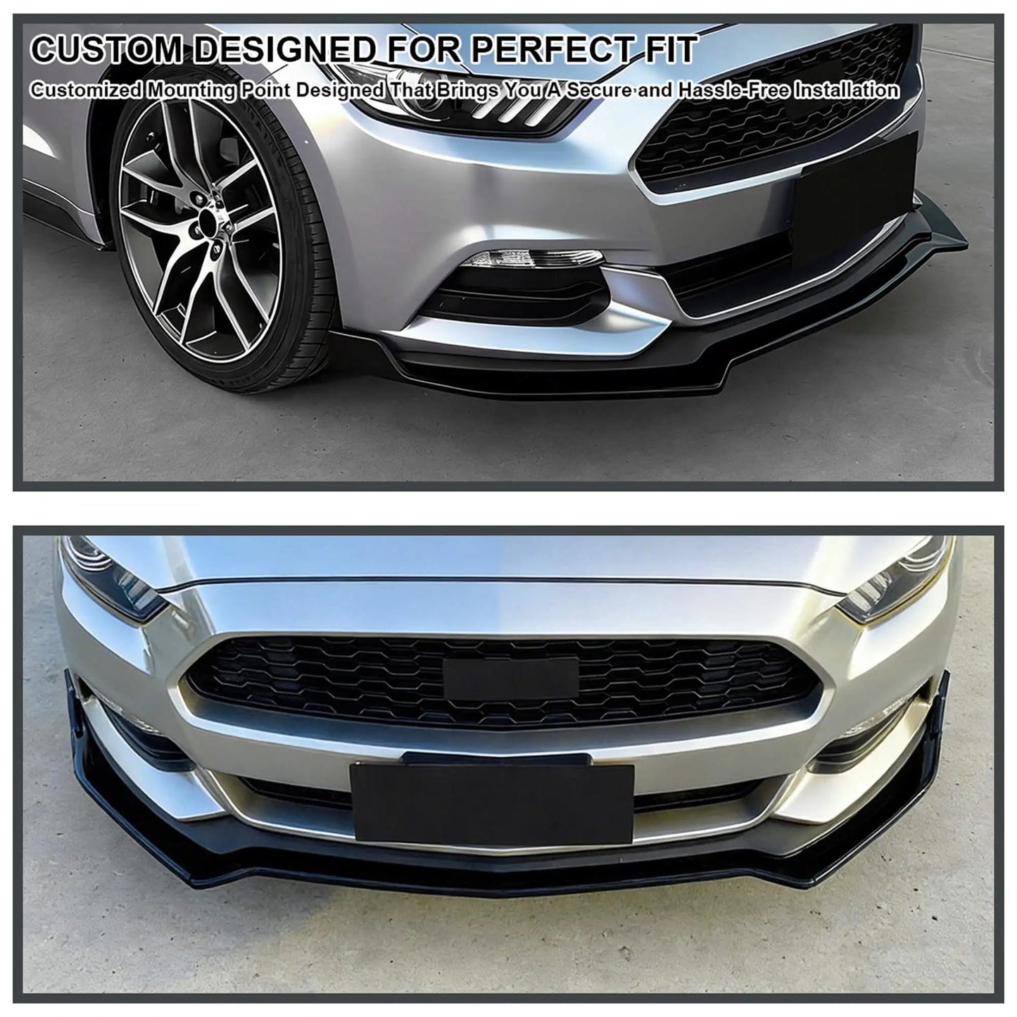 Vland 2015-2017 Mustang GT Performance Style Front Bumper Lip Chin Spoiler Splitter Black sayaragear