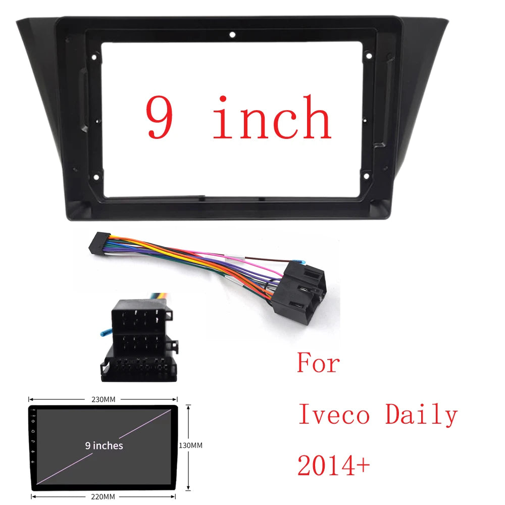 HAOCHEN Car DVD Frame Audio Fitting Adaptor Dash Trim Kits Facia Panel 9 inch For Iveco Daily 2014+ Double Din Radio Player sayaragear