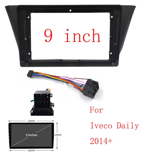 HAOCHEN Car DVD Frame Audio Fitting Adaptor Dash Trim Kits Facia Panel 9 inch For Iveco Daily 2014+ Double Din Radio Player sayaragear
