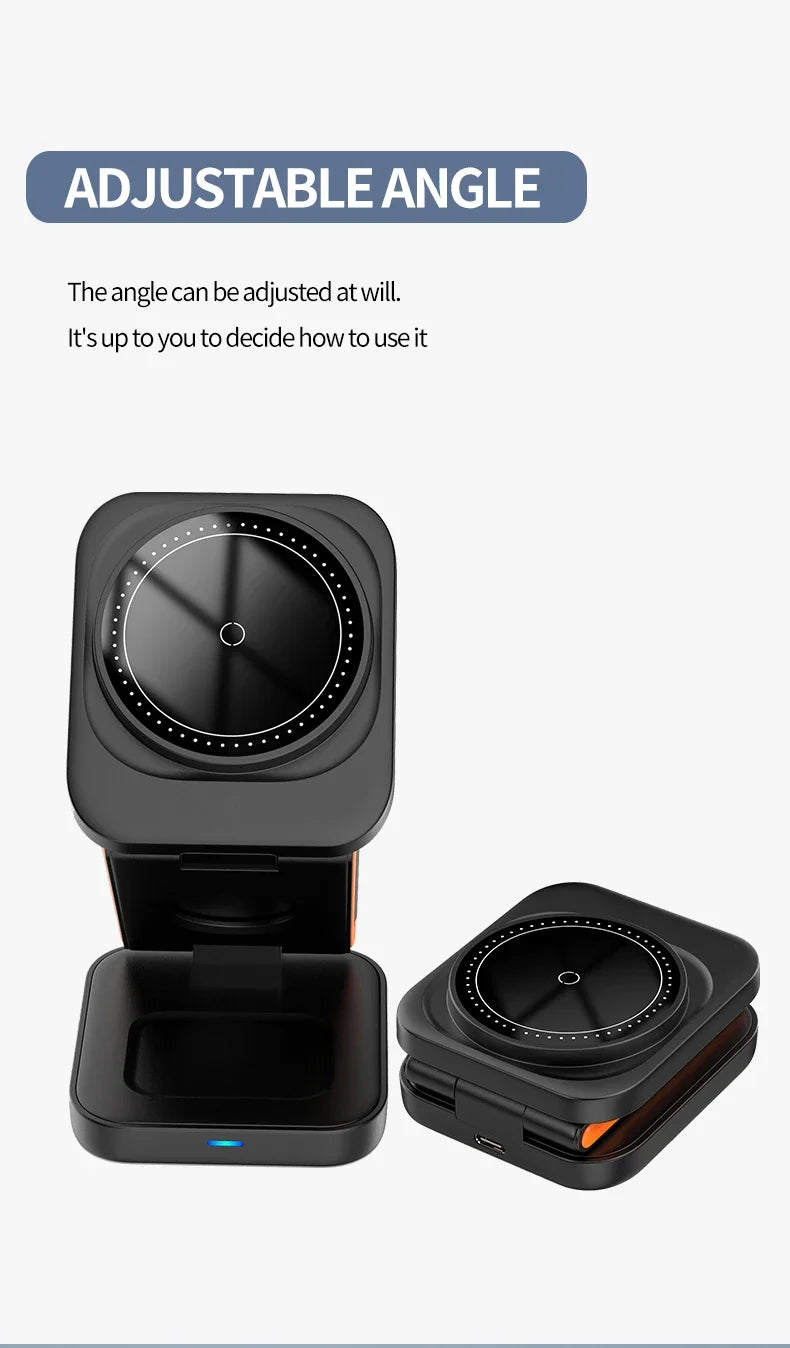 3 in 1 Foldable Charging Station Fast Magnetic Wireless Charger Stand for iPhone 17 16 15 14 13 12 Apple Watch 8 7 6 Airpods Pro sayaragear