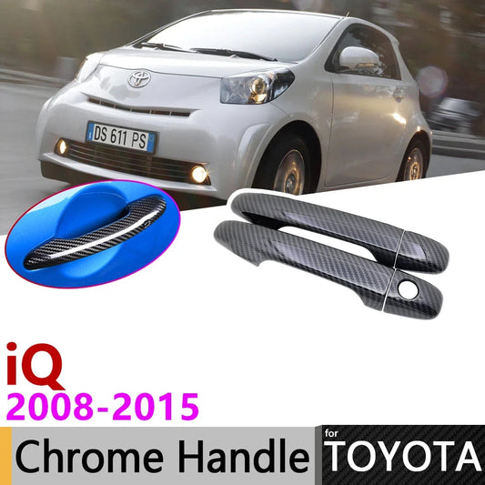 Black Carbon Fiber Door Handle Cover for Toyota iQ AJ10 10 2008~2015 Accessories Stickers Trim Set 2009 2012 2013 2014 Stickers sayaragear