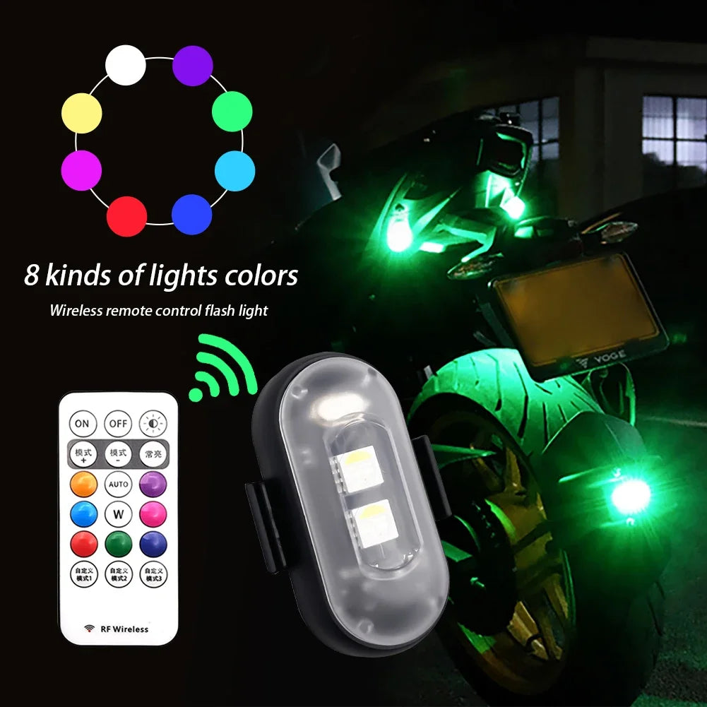 Car Motorcycle RGB LED Strobe Lights 8 Colors LED Flash Position Wireless Light Aircraft Airplane Helicopter Warning Lights sayaragear