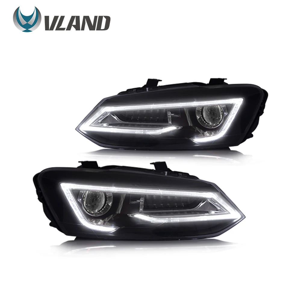 VLAND Car Styling for VW Polo Headlights 2011-2018 Vento LED Headlight New Polo Design DRL Head Lamp Bi Xenon Beam Accessories sayaragear