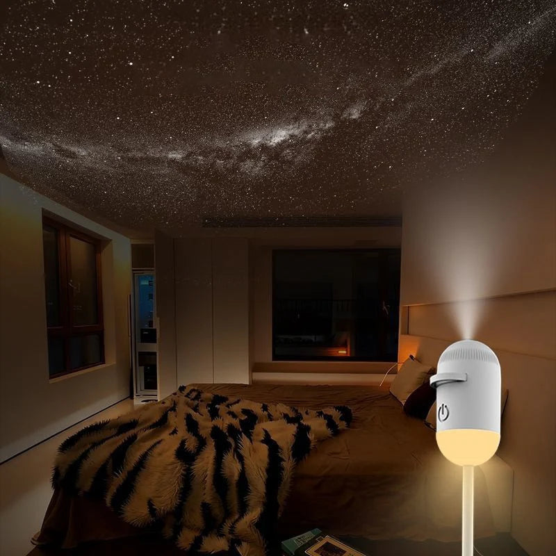 Mini Galaxy Star Projector Two In One Night Light Home Background Atmosphere Light Bedroom Car Decoration Children's Gift sayaragear