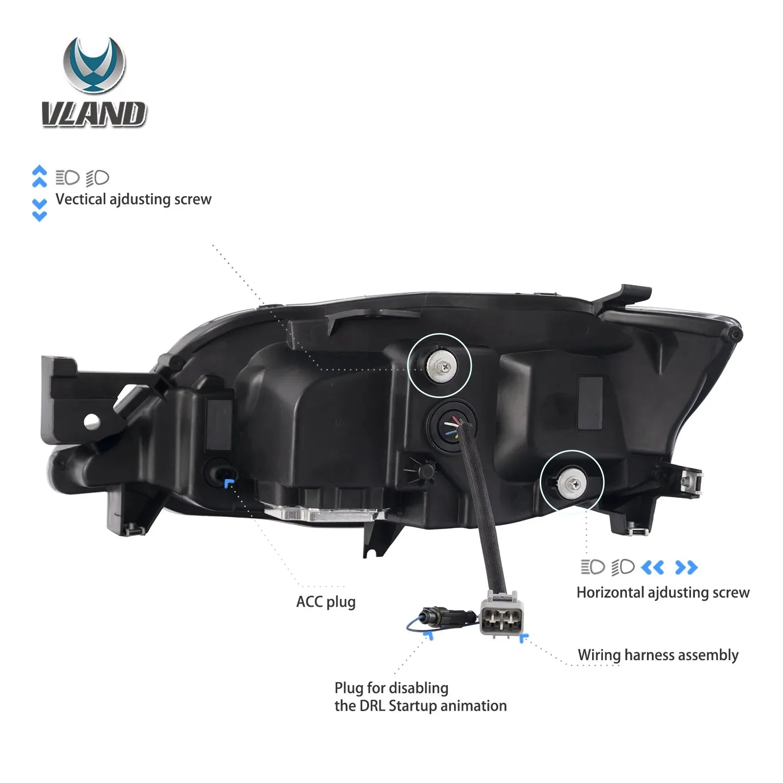Vland 2008-2014 Impreza WRX STI Headlights W/ LED Reflection Bowl sayaragear