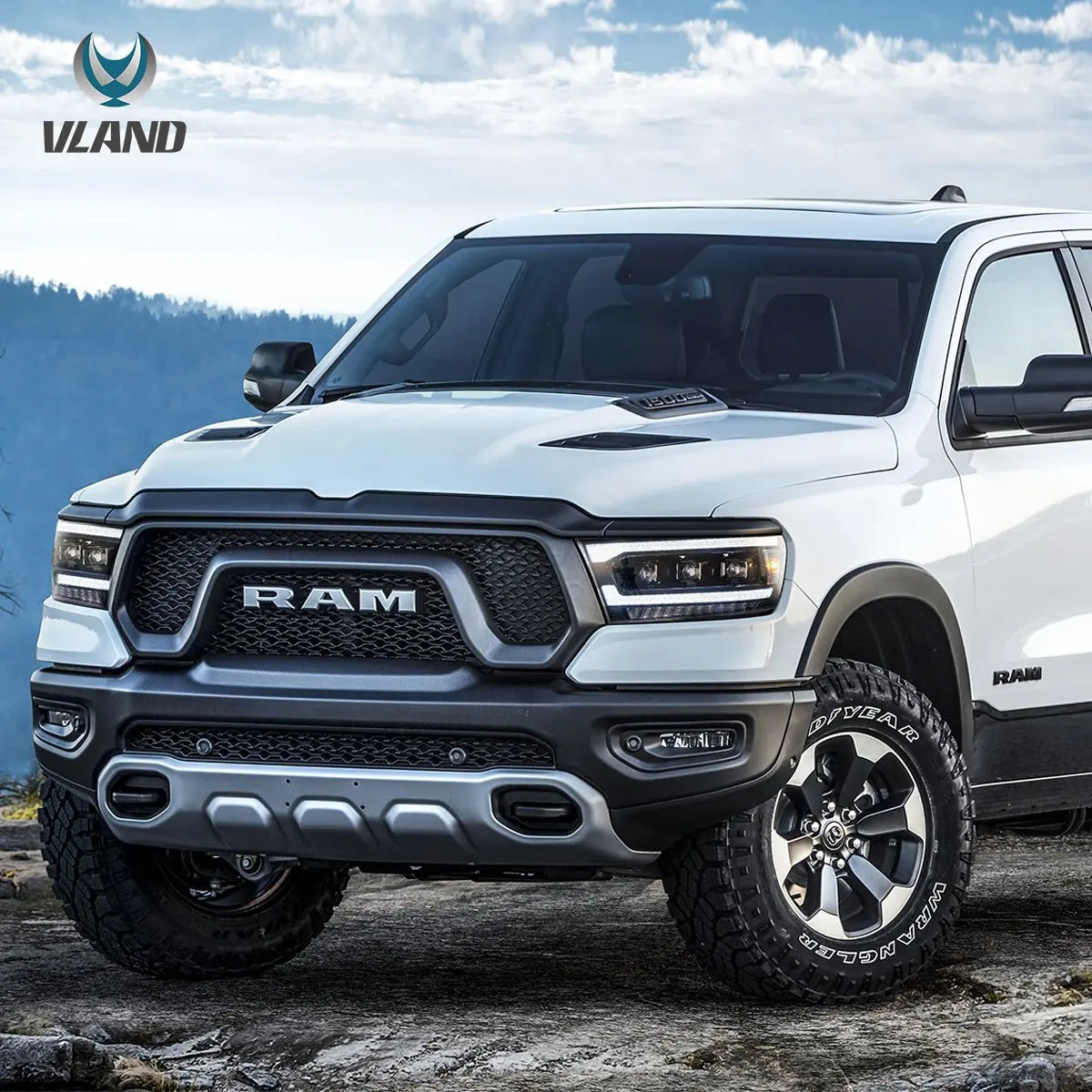 Vland 19-24 Ram 1500 5th Gen (DT) LED Matrix Projector HeadLights Black Assembly sayaragear