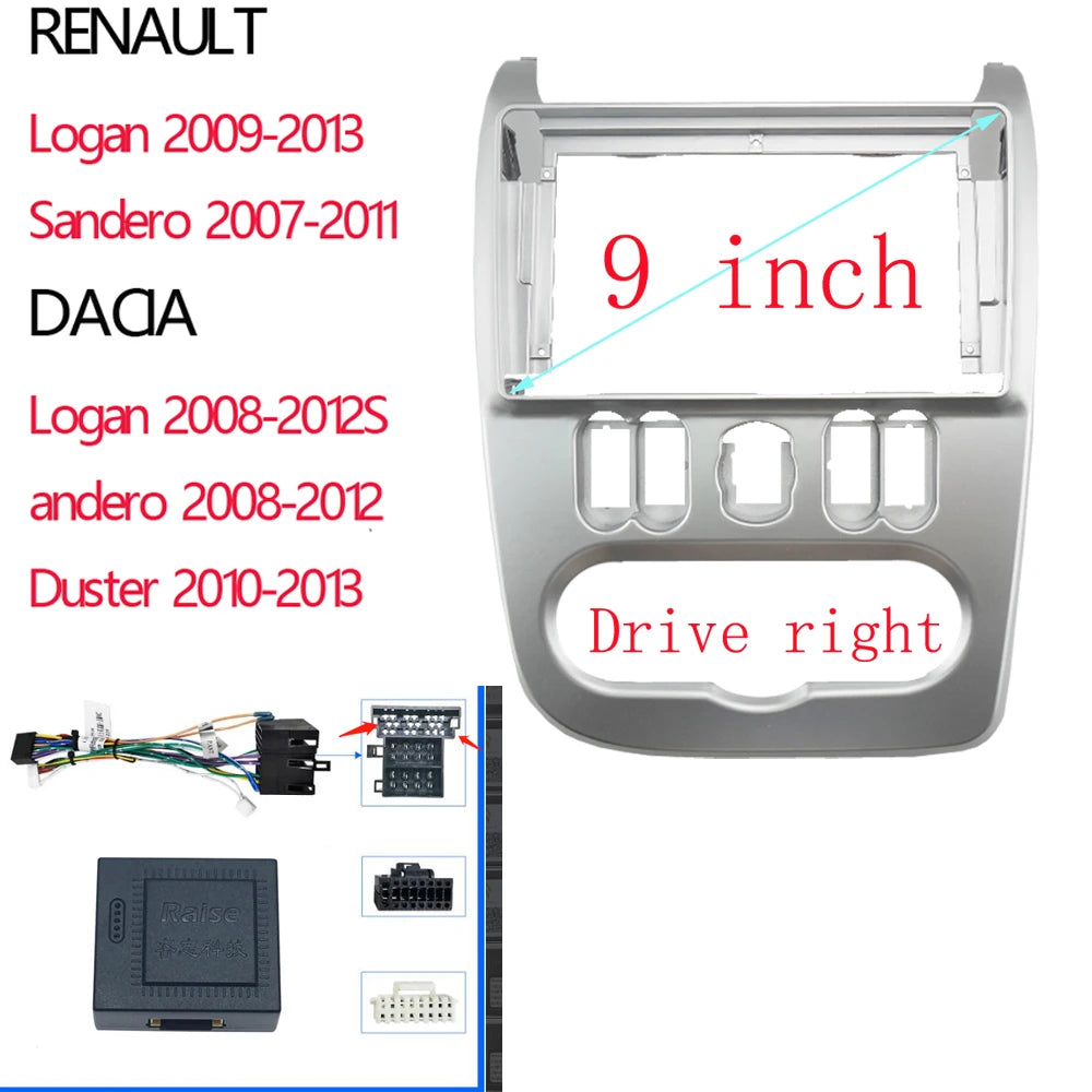 9 Inch Car Frame Fascia Panel Adapter Canbus Box Decoder For Renault Logan 1 Sandero Dacia Duster 2007-2013 sayaragear